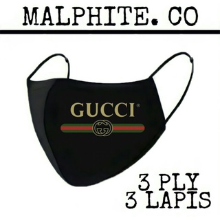 Khẩu trang 3 lớp vải 3 lớp logo gucci 3 lớp màu đen