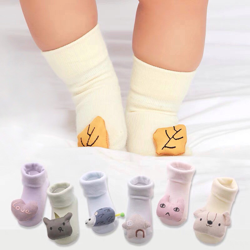 Tất vớ cổ cao cho bé từ 6-18 tháng, chất cotton dày dặn, co giãn, hình thú nhồi bông Socute - Nắng Của Mẹ_SWEET