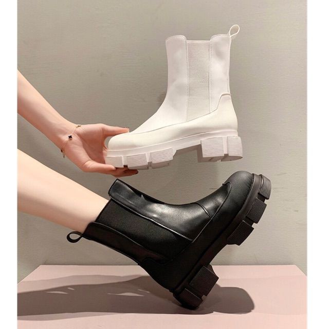(Order) Boots cổ ngắn Ulzzang không dây đế cao 5cm - Có ảnh thật