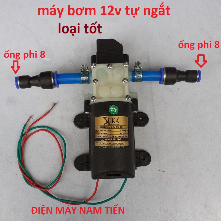 Bộ Máy bơm mini áp lực 12V công suất cao đủ bộ có rơ le tự ngắt , máy bơm nước mini 12v áp lực cao - (bơm tăng áp mini 1