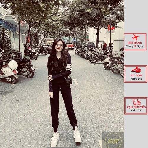 Set bộ thể thao nữ mùa thu đông áo mũ kèm quần ulzzang Hàn Quốc