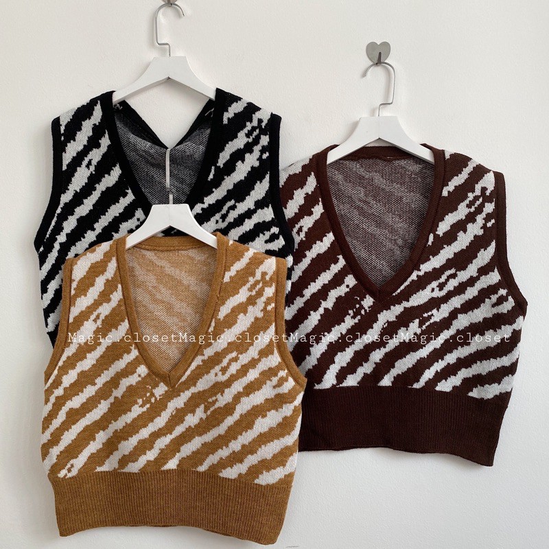 Áo Gile Nữ Hoạ Tiết Ngựa Vằn Cho Nữ Ullzang