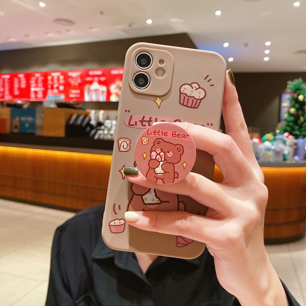 Ốp lưng iPhone 7 Plus 11 13 12 Pro Max X XS XR Max 6 7 8 6S Plus case Ốp lưng điện thoại phong cách Hàn Quốc có chân đế gắn trong