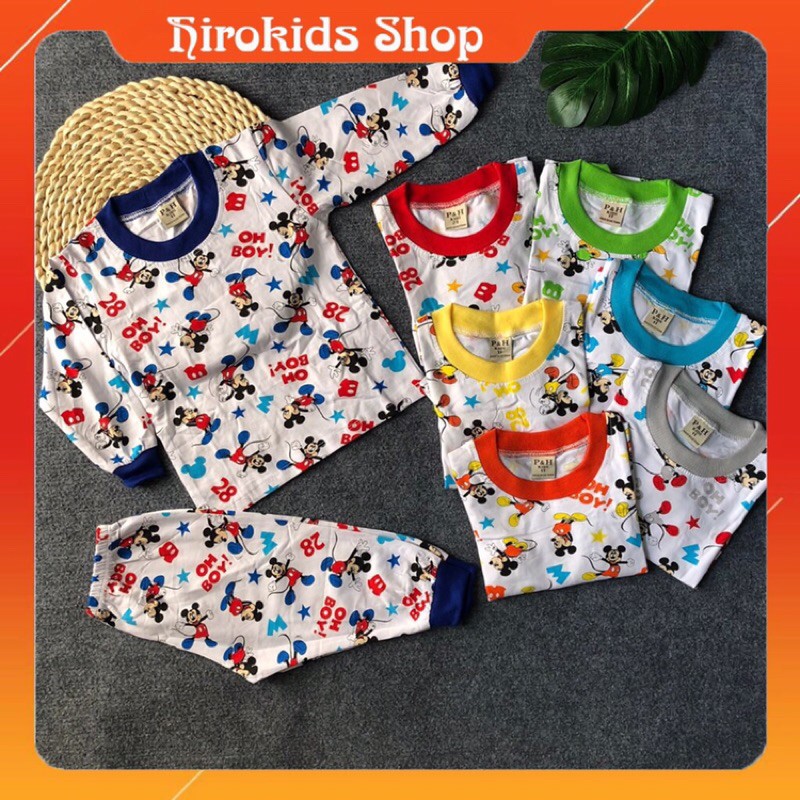 Bộ thun Cotton dài tay hình chuột MICKEY cho bé trai 8~22kg - HIROKIDS