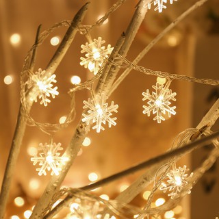 Dây đèn trang trí bông tuyết 1,5m 10 bông dùng pin
