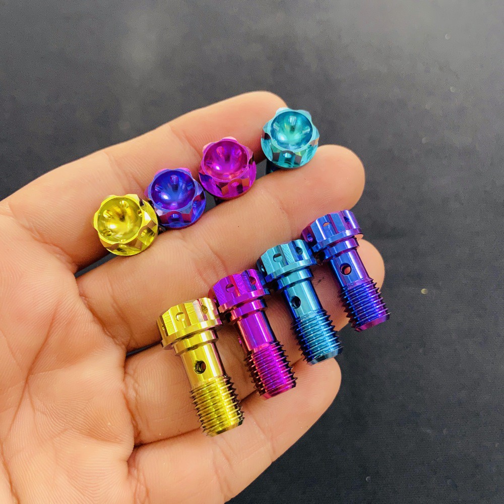 ỐC DÂY DẦU 10LY TITAN GR5 ĐẦU VƯƠNG MIỆN CỰC ĐẸP