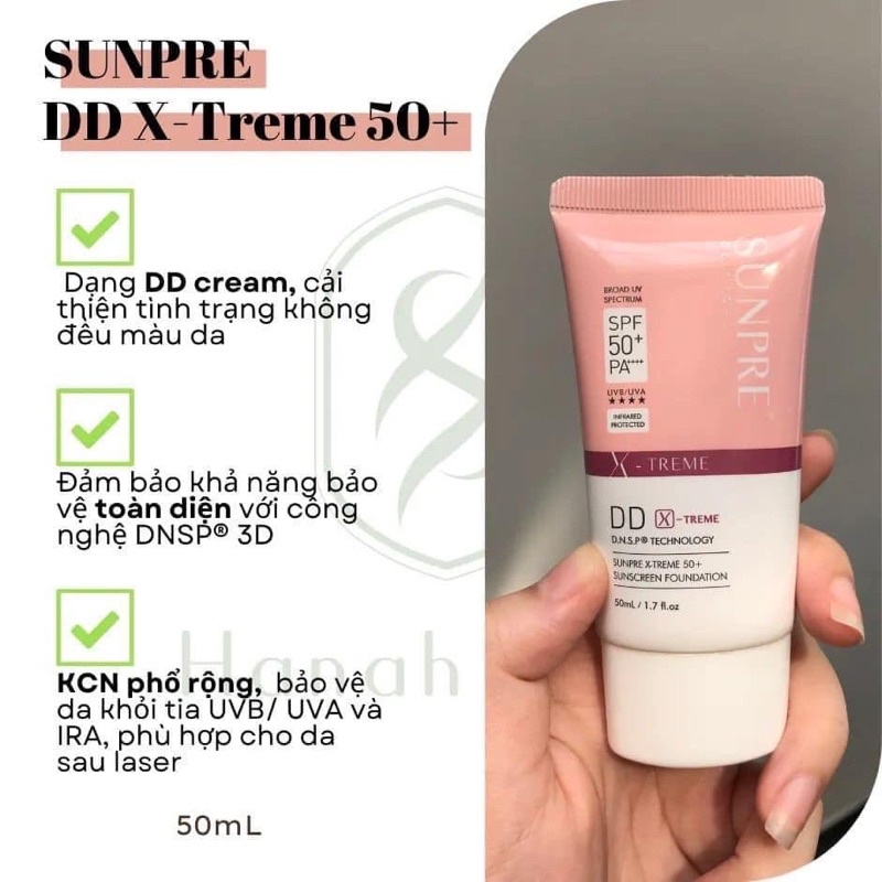 🍃 Kem chống nắng Mona Frema Sunpre X treame DD Hồng 50ml