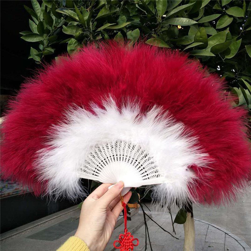 Quạt lông vũ quạt xếp cầm tay phong cách cổ trang Trung Quốc cosplay quà tặng xinh xắn