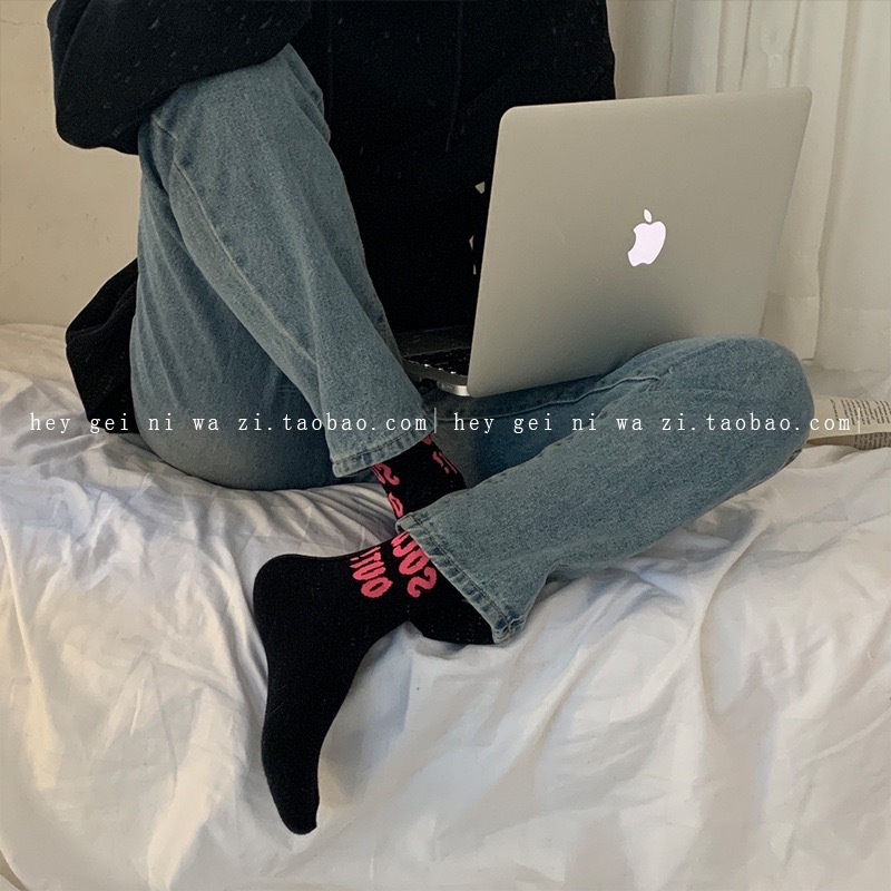 Tấy Vớ Cao Cổ Họa Tiết Chữ Đơn Giản Phong Cách Thời Trang Hàn Quốc