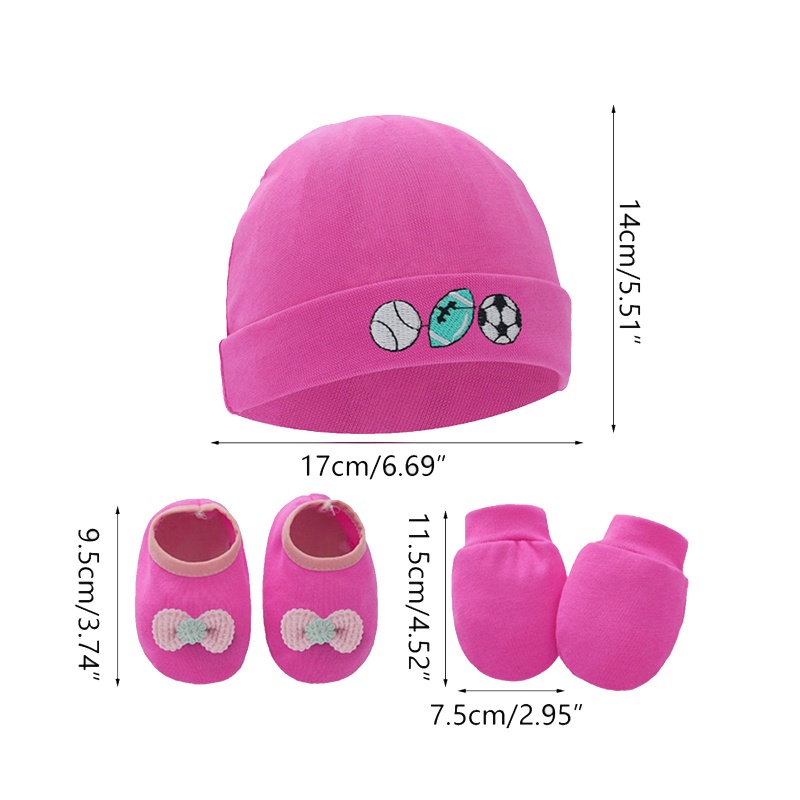 Bộ Vỏ Bọc Chân + Găng Tay + Mũ Bằng Cotton Giữ Ấm Cho Bé Sơ Sinh