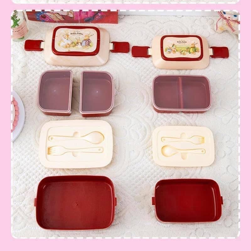 Hộp đựng cơm- đựng đồ ăn dã ngoại, văn phòng 2 tầng (nhiều màu siêu cue)