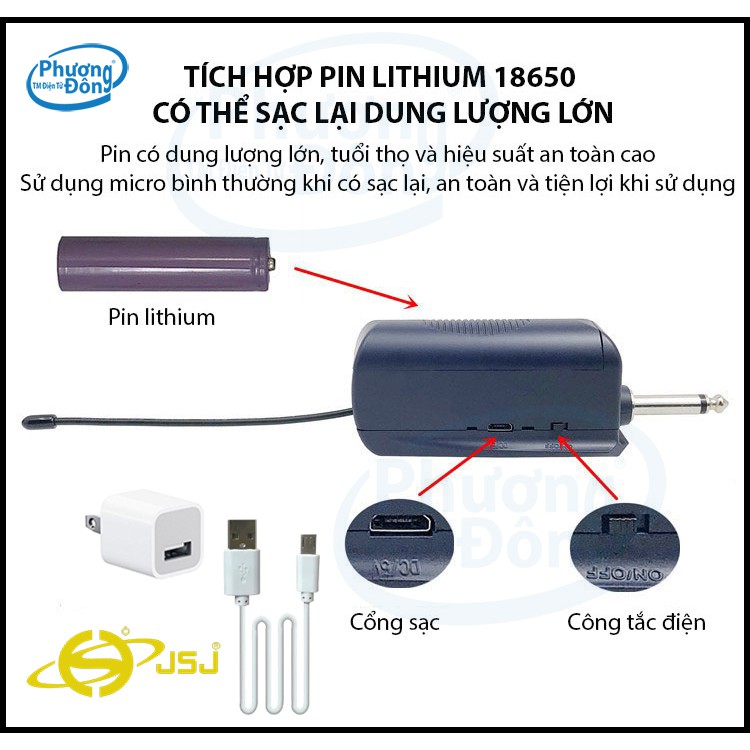 Micro không dây Universal W-14 cho Loa kéo, Loa trợ giảng, Amply karaoke