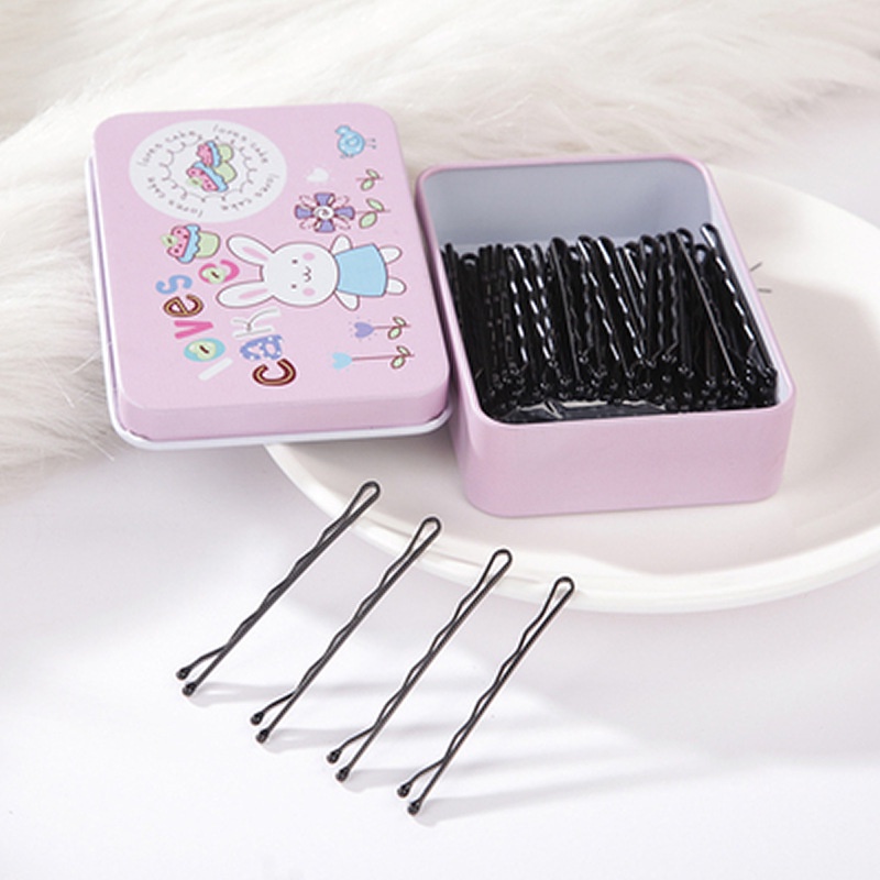 Kẹp tóc kẹp tâm xỉa màu đen dễ thương thời trang hộp 100 cái MEOW STORE KT05