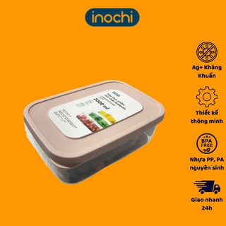Hộp thực phẩm chữ nhật 2000ml inochi, chịu nhiệt, đựng thức ăn, thực phẩm, dụng cụ - Giao màu ngẫu nhiên