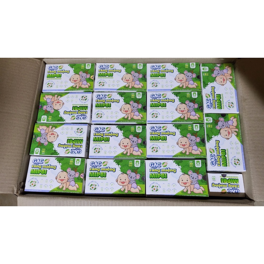 . Gạc răng miệng Mipbi hộp 30 gói Rơ lưỡi Mipbi an toàn tiện lợi cho trẻ sơ sinh