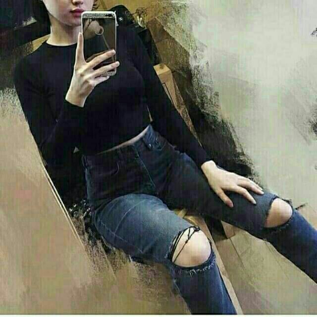 [ 10Màu HOTT ÁO CROPTOP TAY DÀI THUN GÂN CAO CẤP