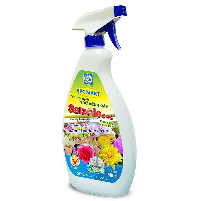 Dung dịch pha sẵn phòng, trừ bệnh nấm, lở cổ rể, rỉ sắt, hán thư, đốm lá, phấn trắng Saizole 5SC của SPC