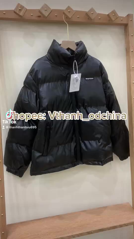 Phao Da Đen Dáng Rộng Cá Tính Hàng Quảng Châu Loại Đẹp(Hàng QC Loại 1) | BigBuy360 - bigbuy360.vn