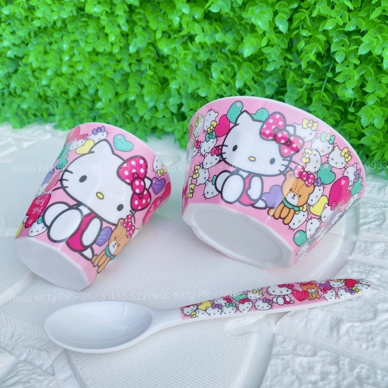 Combo chén ly muỗng dĩa Hello Kitty gấu