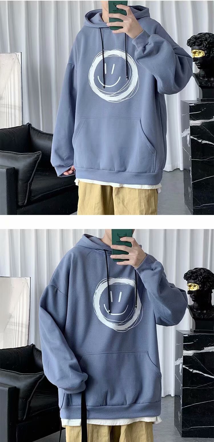 Áo khoác hoodie nam tay dài in hình mặt cười 3 màu dễ thương size M - 5XL | BigBuy360 - bigbuy360.vn