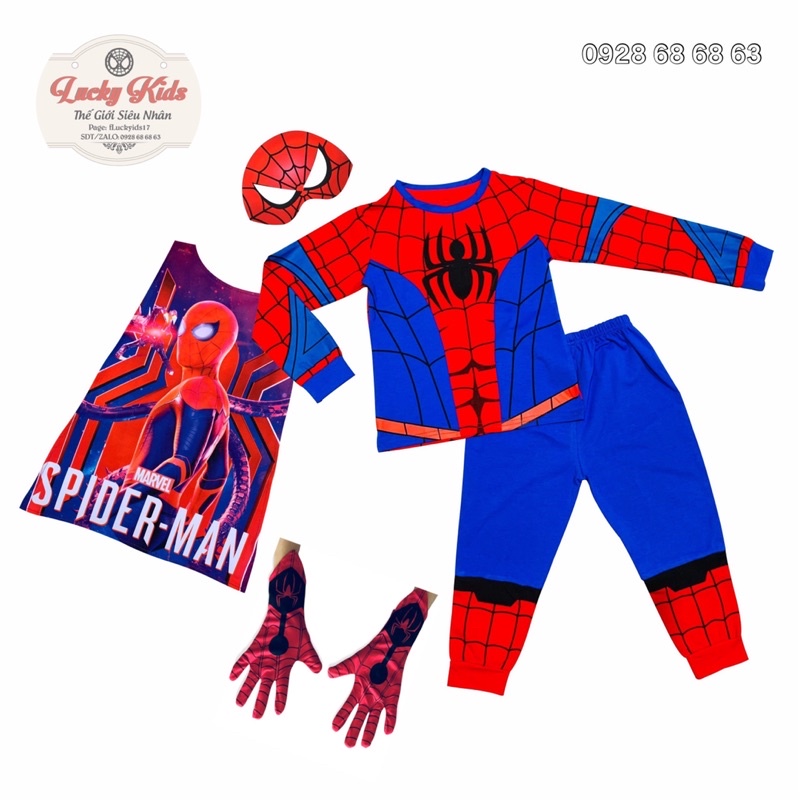 QUẦN ÁO NGƯỜI NHỆN TAY DÀI TẶNG KÈM CHOÀNG BAO TAY VÀ VỚ NHỆN