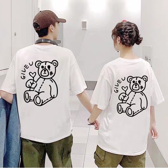 Áo đôi in gấu lưng siêu cute nhé hàng cotton chất mát