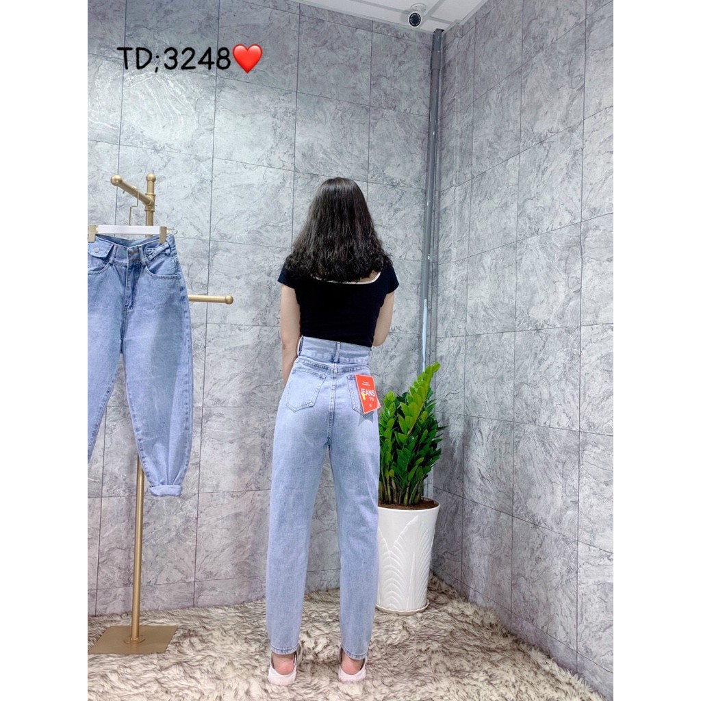 QUẦN BAGGY JEAN NỮ TÚI NẮP PHỐI ĐĨA CHÉO NGANG 2 NÚT LAI CUỐN MÀU XANH NHẠT FORM DÀI CAO CẤP HADI CỰC XỊN SÒ, SIÊU ĐẲNG