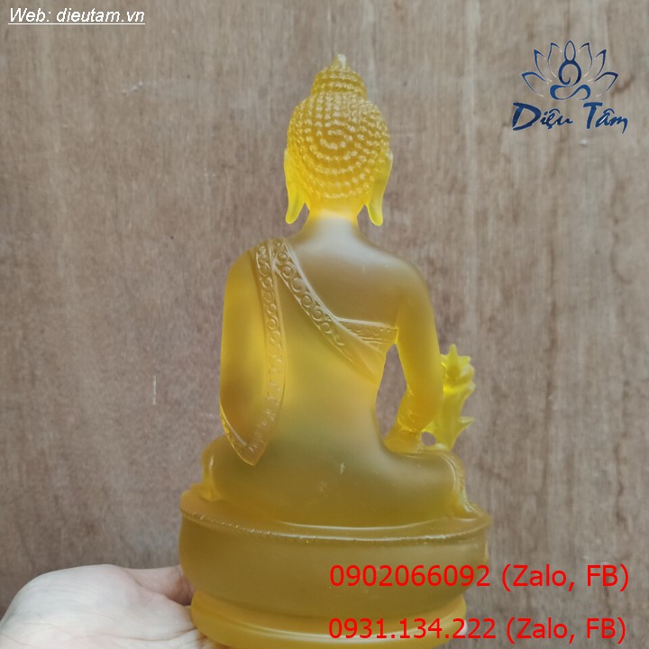 Tượng phật dược sư lưu ly quang vương cao cấp màu vàng 19cm