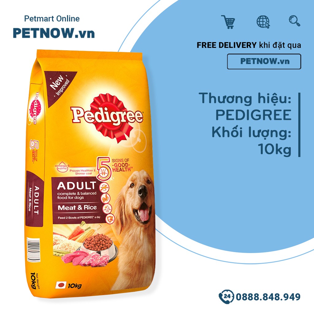 Thức ăn cho chó lớn PEDIGREE 10kg - vị Bò và Rau củ