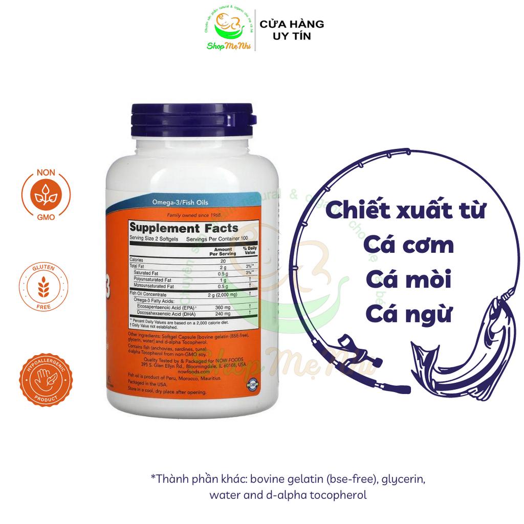 Viên uống dầu cá Omega 3 Now 180 EPA/120 DHA – 200 viên.