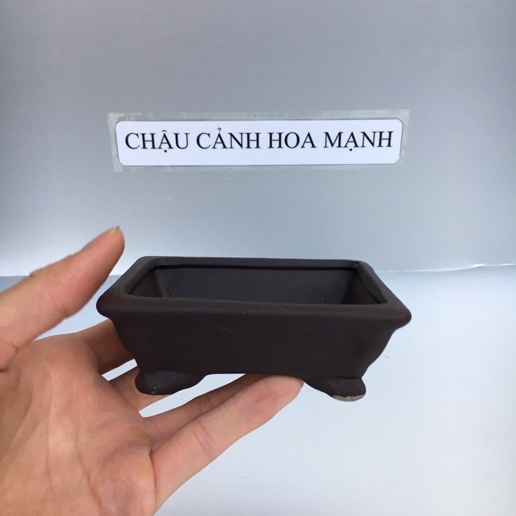 Chậu Chữ nhật bonsai sen đá mini đất nung màu đỏ đen gốm Bát tràng 1 size SP368