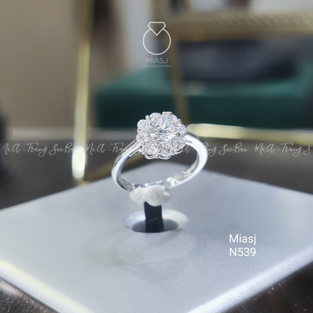 Nhẫn nữ bạc Ý S925 đính hoa đá MiASJ kiểu dáng sang trọng N539