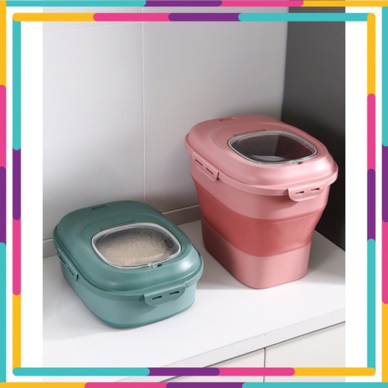 Thùng đựng gạo thông minh 25kg gấp gọn chống ẩm mốc côn trùng tiện lợi