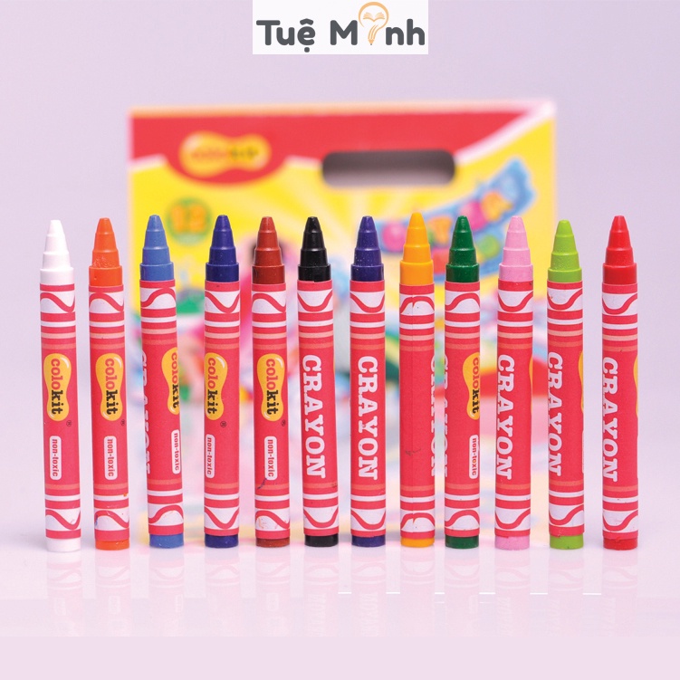 Bút Sáp tô màu 12/10 màu Colokit Thiên Long bút sáp vẽ mỹ thuật an toàn không độc hại