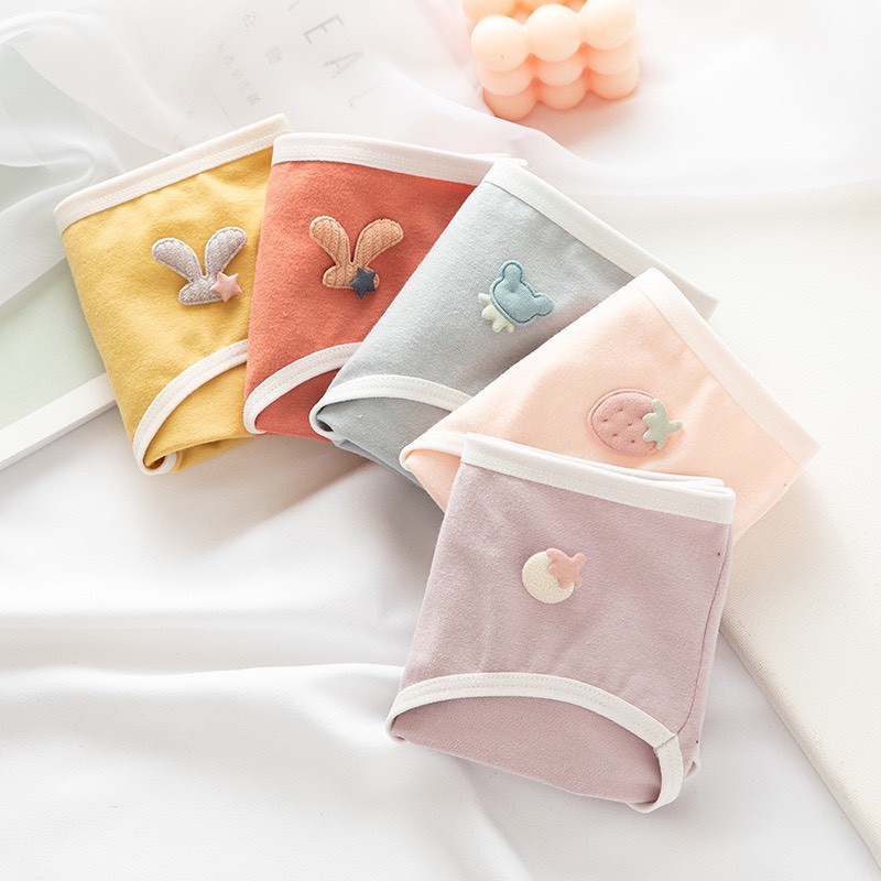 Quần lót nữ cotton Y Tế Khuáng Khuẩn Đính Logo Màu Pastel Đáng Yêu Học Sinh DOLLY SECRET QL036