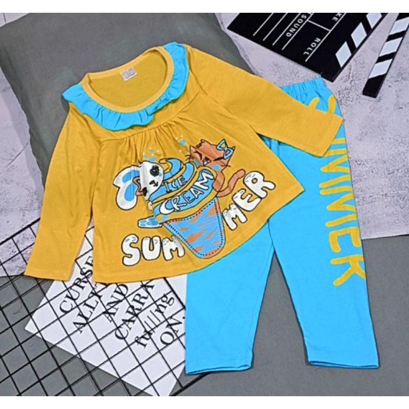 Bộ tay dài babydoll bé gái size đại thun cotton 4 chiều