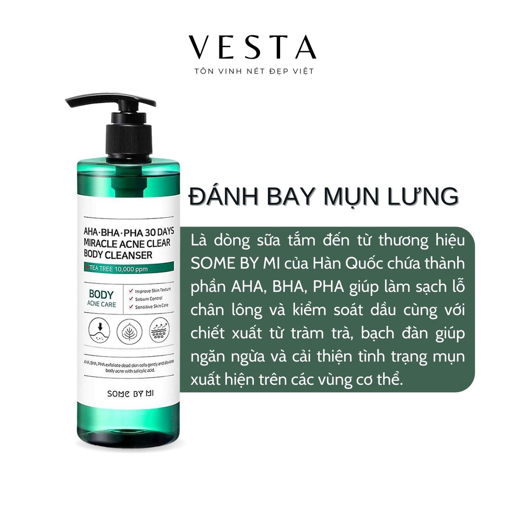 Sữa Tắm Some By Mi AHA-BHA-PHA Sạch Mụn Lưng 30 Days Miracle Acne Clear Body Cleanser 400ml