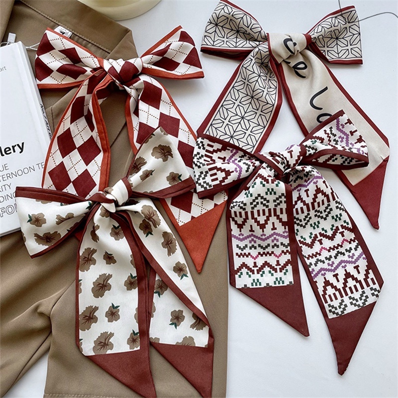 Khăn Lụa Satin Buộc Tóc Thắt Nơ Và Nơ Thời Trang Hàn Quốc Trang Trí Túi Xách