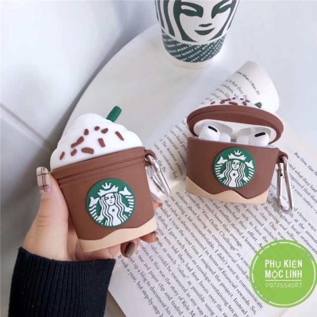 ☘️Tặng kèm móc treo☘️ Case bao airpod silicon 1 2 Starbucks Coffee - Vỏ bọc đựng tai nghe không dây i11 i12..