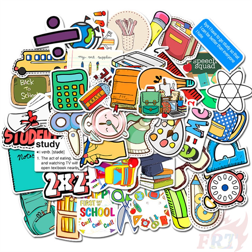50Pcs/Set ❉ Back To School . Happy Study Series 01 Stickers ❉ Waterproof DIY Fashion Decals Doodle Stickers