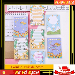 Tệp giấy note chữ nhật siêu kute nhiều mẫu, tệp giấy ghi chú dễ thương 100 tờ - 4 mẫu