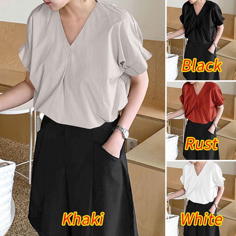Áo thun ZANZEA tay ngắn cổ chữ V thời trang phong cách Hàn Quốc cho nữ
