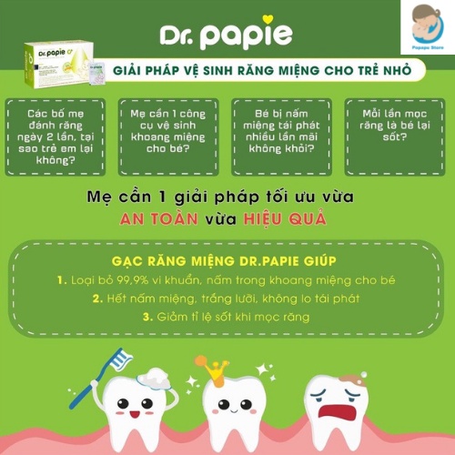 Gạc rơ lưỡi Dr Papie chính hãng, hộp 30 gói