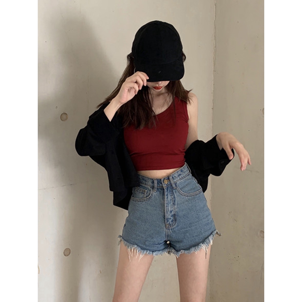 Áo hai dây IELGY dáng ngắn nhiều màu tùy chọn phong cách thời trang mùa hè cho nữ