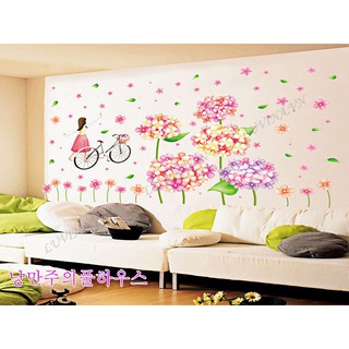 Decal dán tường LUVINA trang trí phòng khách, phòng ngủ, phòng ăn - bé đạp xe bồ công anh