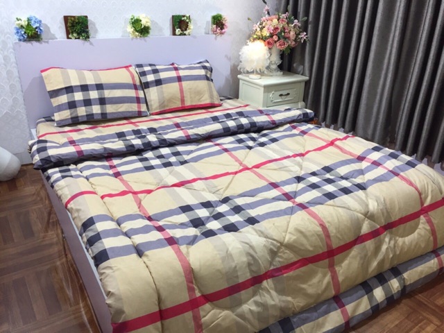 Bộ chăn phao kèm ga chun 2 vỏ gối cotton poly | BigBuy360 - bigbuy360.vn