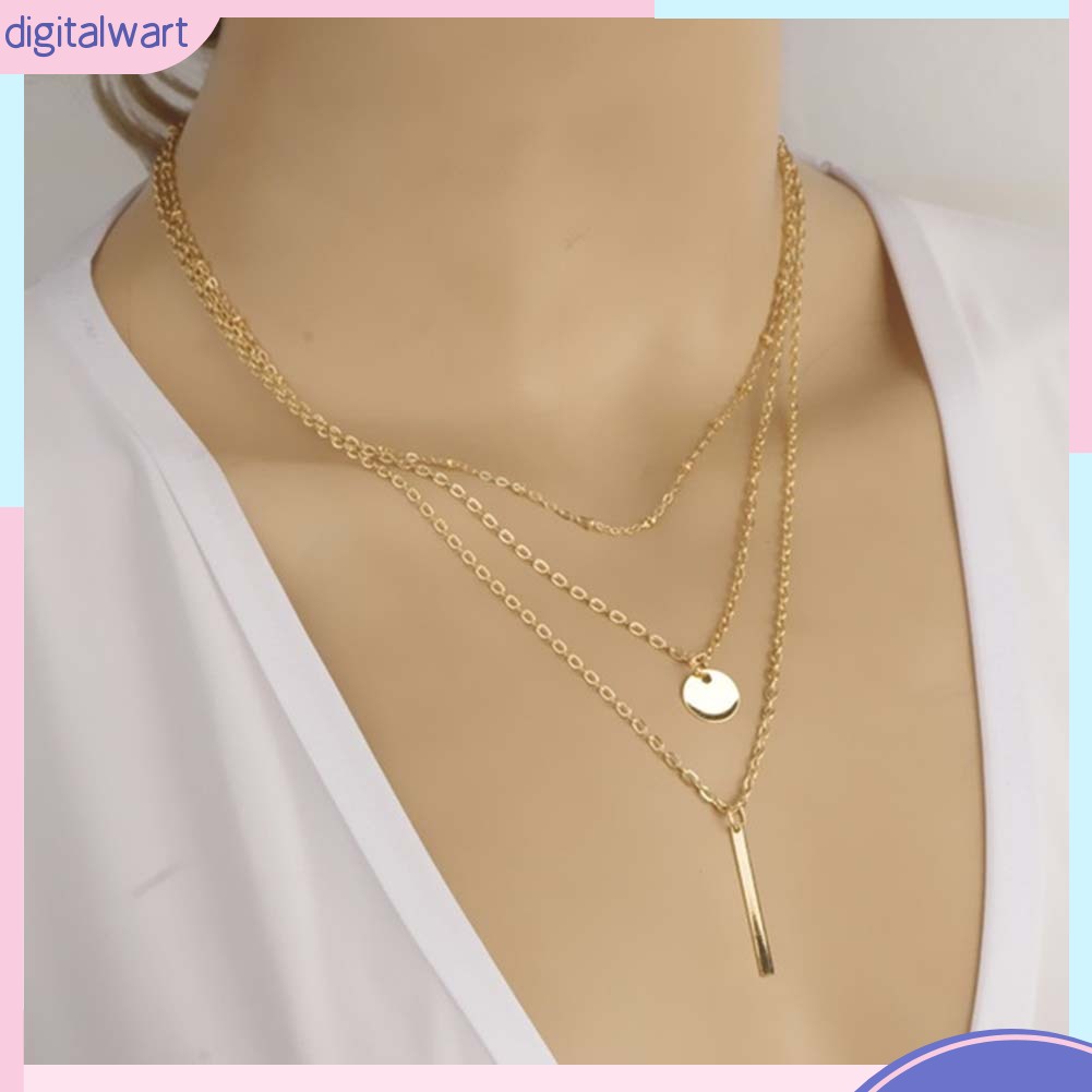 Dây Chuyền Hợp Kim 3 Tầng Mặt Tròn Thời Trang Cho Nữ