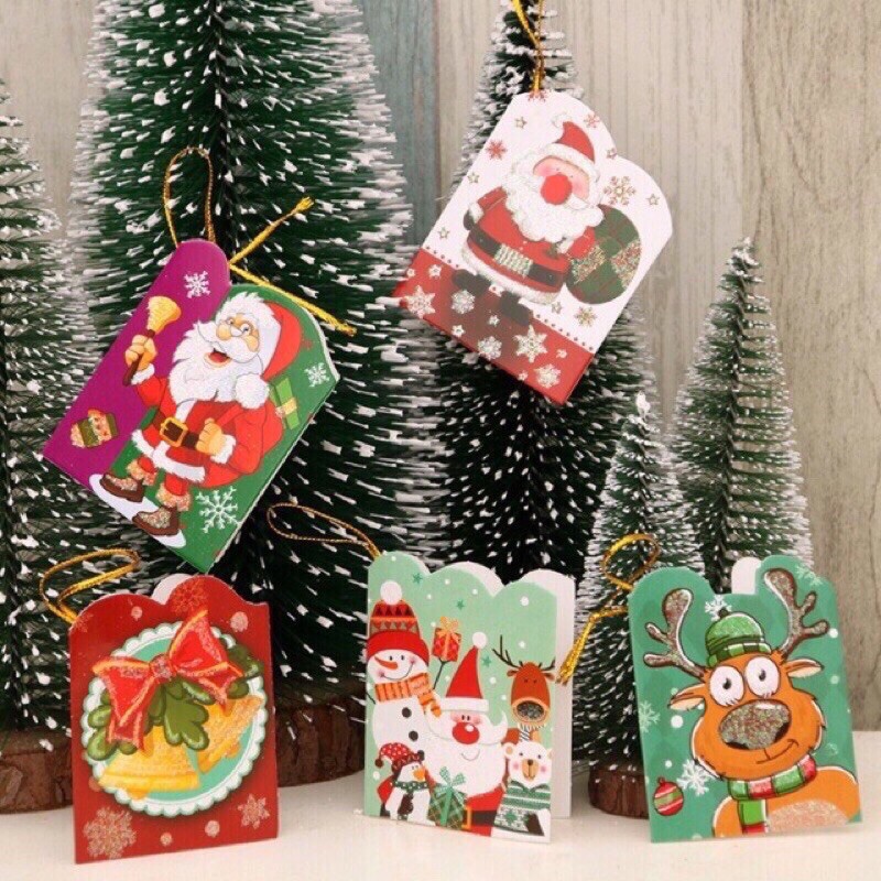 Set 5 Thiệp Giáng Sinh Treo Cây Thông Noel