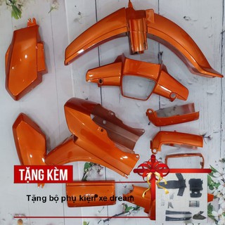 Dàn áo xe HONDA-DREAM II màu CAM, chất liệu nhựa ABS nguyên sinh bền đẹp, FULL phụ kện