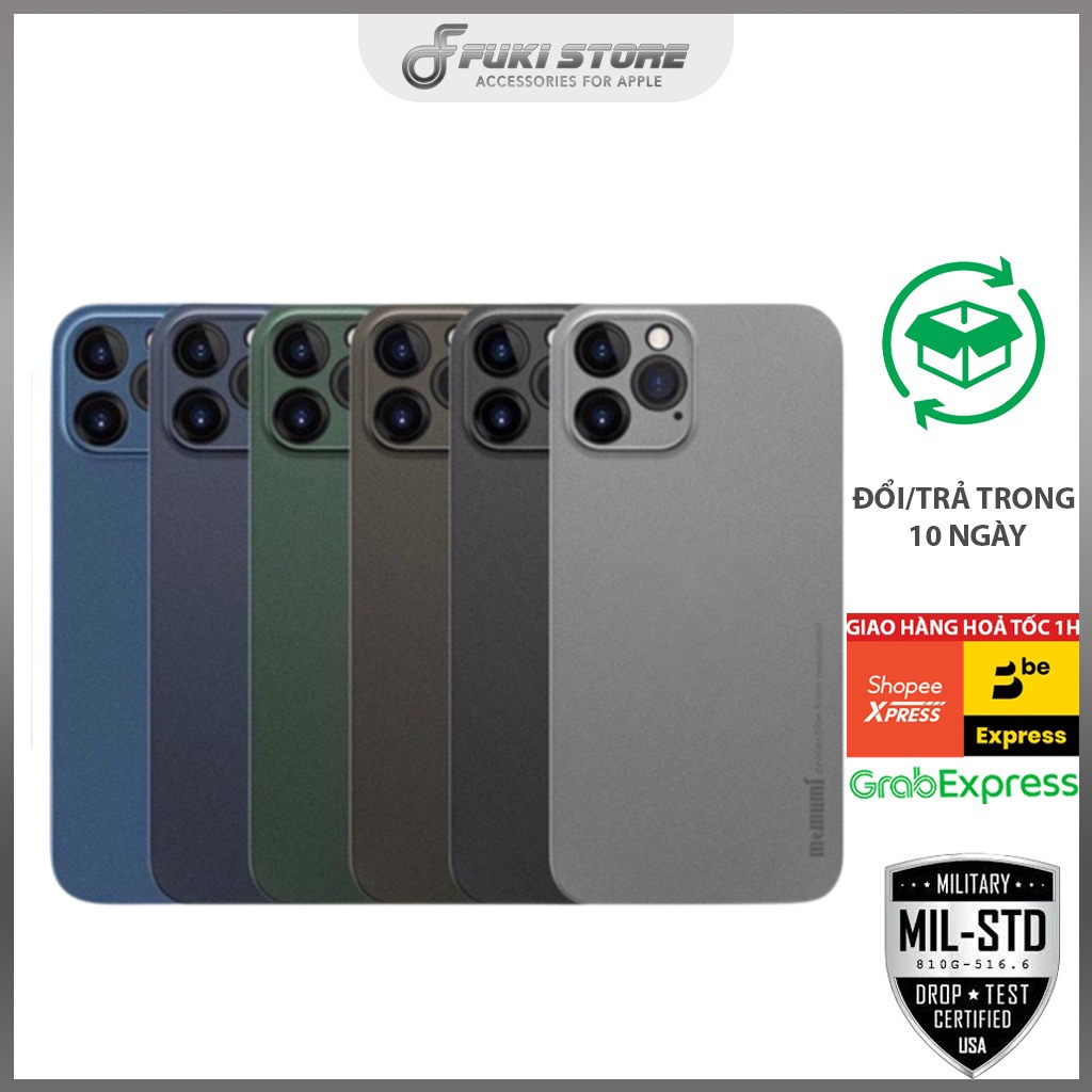 ỐP LƯNG SIÊU MỎNG ⚡𝐅𝐑𝐄𝐄𝐒𝐇𝐈𝐏⚡ CHÍNH HÃNG MEMUMI 3 MÀU CHO IPHONE 12/13/PRO/PROMAX
